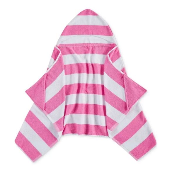 URBAN DREAMS Cabana Stripe Hooded Towel, White/Pink - Picture 4 of 4